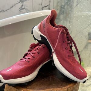 Salomon sneakers shoes Alpha cross 3 lace up cap toe berry pink red sz 9.5